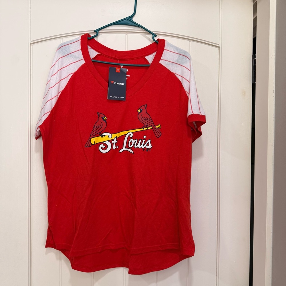 Women’s Majestic Red St. Louis Cardinals Tee with White Sleeve Accents - NWT